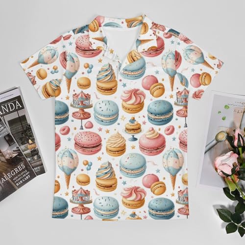 Boys' Classic Polo Shirts Short Sleeve Moisture-Wicking Golf & Tennis Shirts for Youth Teens Rotating Carousel Macarons3