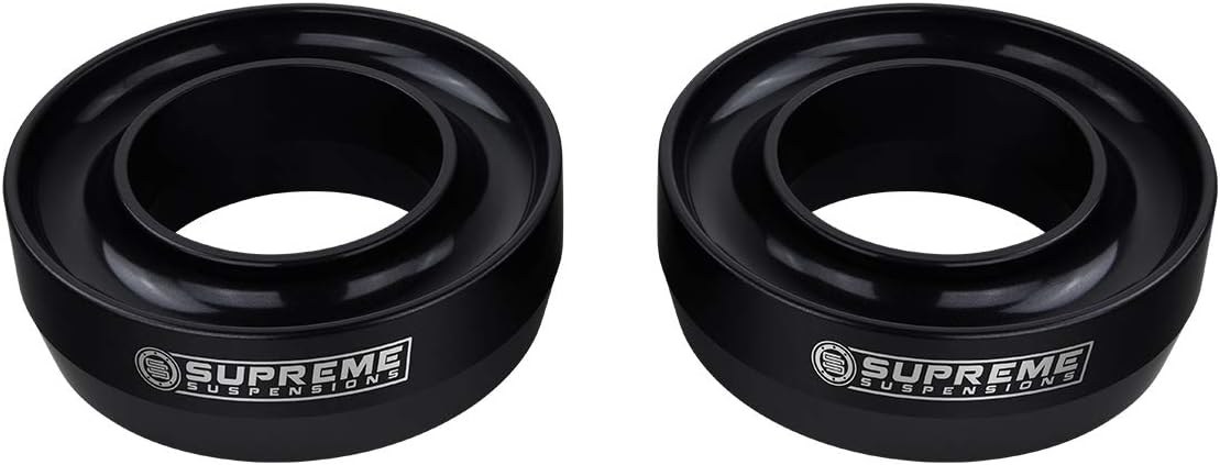 Supreme Suspensions - 3" Front Leveling Kit for 1994-2018 Dodge Ram 1500/1994-2011 Dodge Ram 2500 3500 2WD T6 Billet Aluminum Coil Spring Lift Spacers (Black)