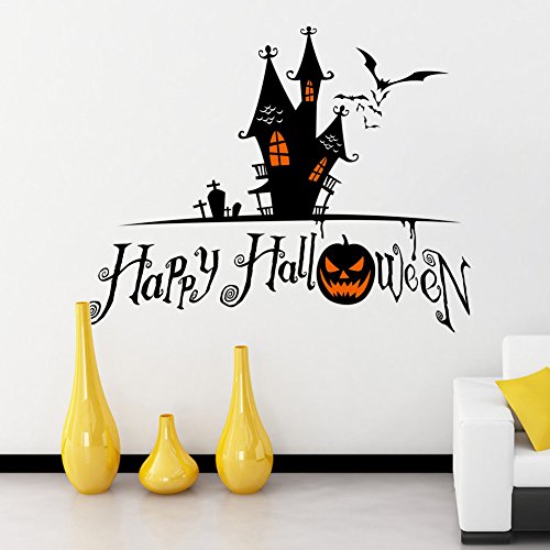 Vinilo Decorativo Halloween Castillo y Calabazas 28x22 in miniatura 3