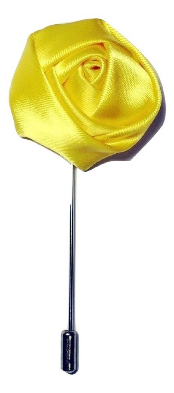 L&L® Rose Flower Corsage Boutonniere Stick Silky Lapel Buttonhole Grooms Wedding UK (Yellow)