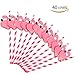 Flamingo Paper Straw Decorations, Drinking Straws Decorative For Party Table Decor, 40 Count