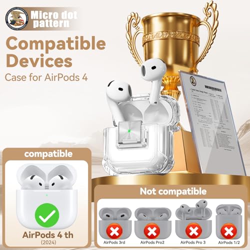 Image of for Airpods 4 Case with Safety Lock,Clear Case Soft TPU Shock-Proof Protective Cover with Cute Bling Keychain and Cleaner kit for Women Girls-Clear White