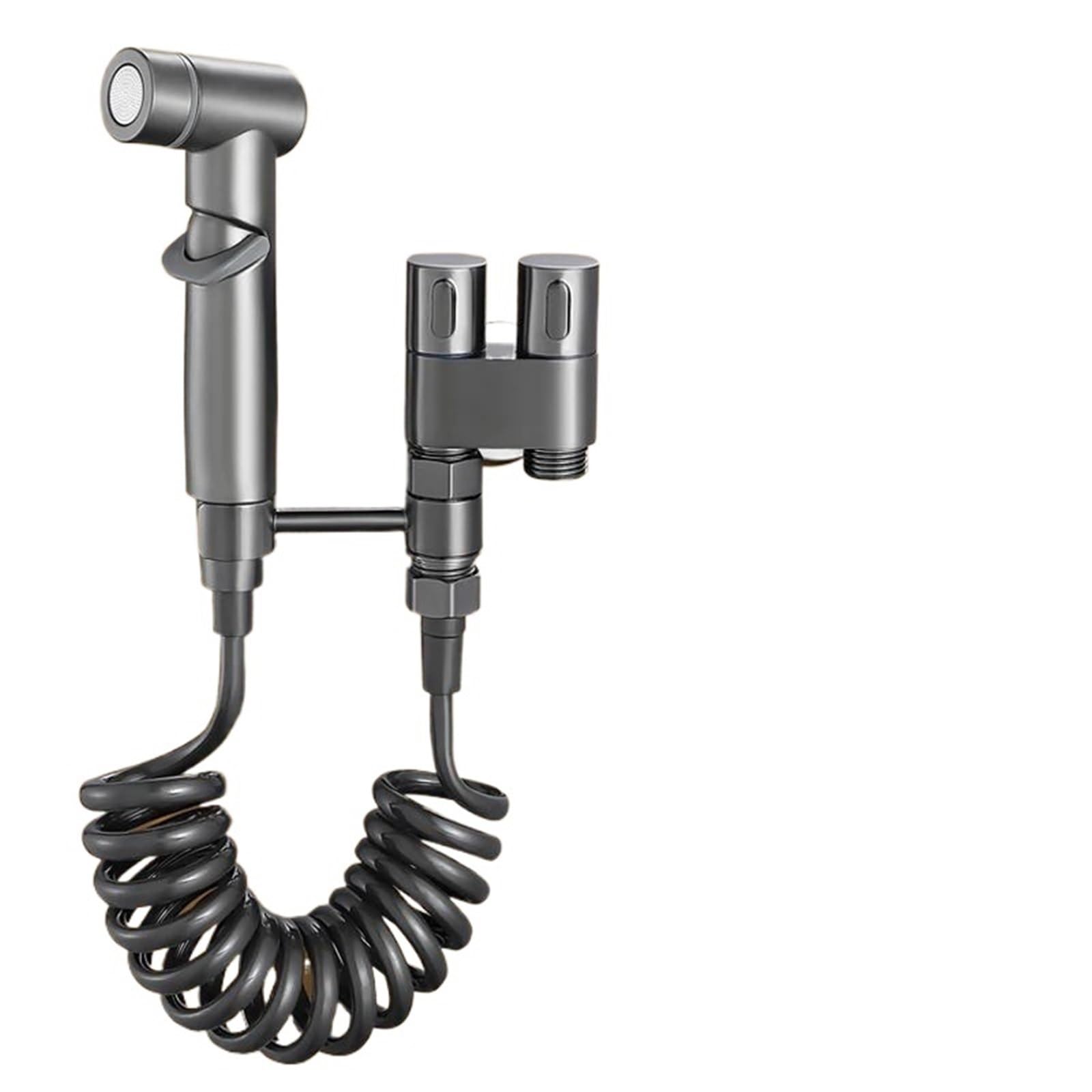 Ducha Bidet de Mano Ducha higiénica, inodoro, bidé, rociador, cabezal de ducha, válvula angular doble salida, montaje en pared, accesorios for(Gray suit)
