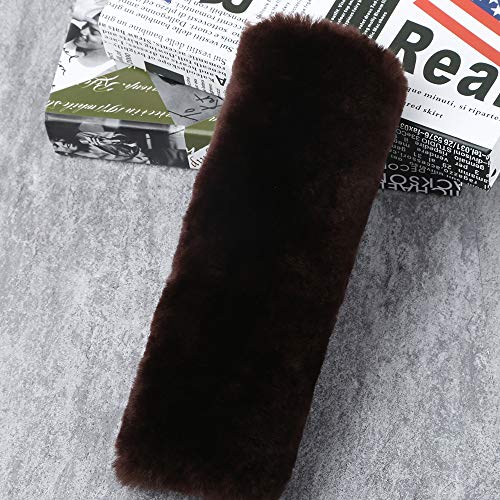 Image of OGLAND 2 Pack Sheepskin Car Seat Belt Cover Pads | Wool Seatbelt Cushions