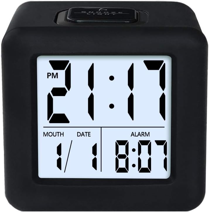 Alarm Clock Digital Clock Smart Backlight with Dimmer (Black)