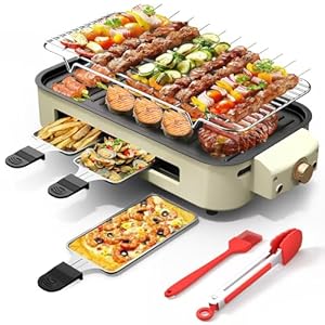 AORAN Indoor Grills Electric Smokeless – Versatile Smokeless Indoor Grill for Home Cooking, Featuring Indoor Grills Electric Smokeless, Skillet Griddle, and Kitchen Griddle White