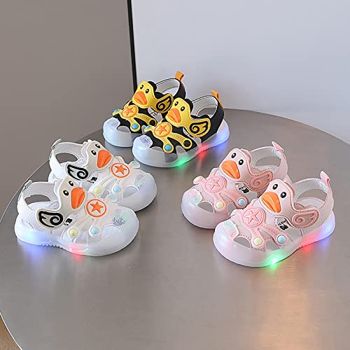 Kid Baby Girls Boys Child Light On LED Baby Shoes Sandals Soft Sole Anti Slip Cartoon Duck Shoes (Black, 16 Infant)2