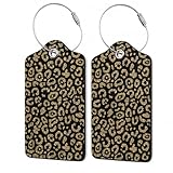 2Pcs Luggage Tag for Suitcase Black Leopard Print Cute Suitcase Tag with Privacy Flap & Name ID Label & Metal Loop,Travel Bag Luggage Tags for Women