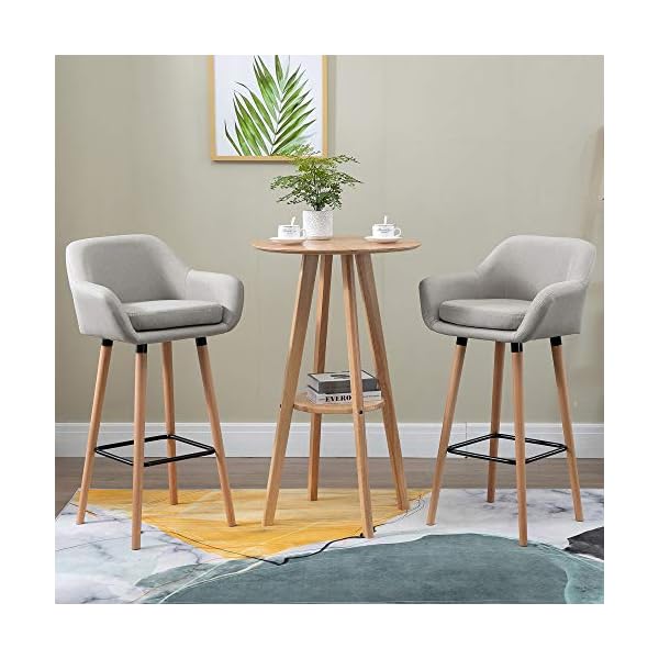 HOMCOM Bar Table Round Cocktail Bistro Table with Wood Legs for Pub, Dining Room, Kitchen & Home bar - Image 4