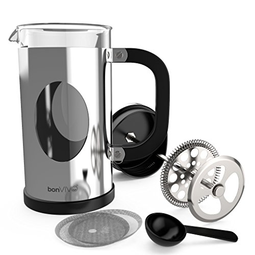 bonVIVO French Press 1L Silber – Kaffeebereiter groß aus Glas & Edelstahl – Kaffeepresse 8 Tassen – Coffee Maker ohne Filter – für Familie & Gäste 6