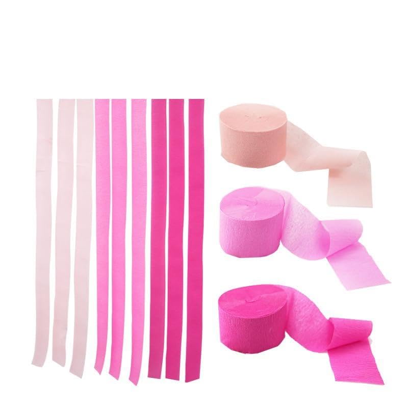 Namzi Crepe Paper Streamers 3 Rolls, Pack of Rose?Skin Colour?Pink Crepe Paper for Birthday Decorations, Baby Shower Decorations (1.8 Inch x 72 Ft/Roll)