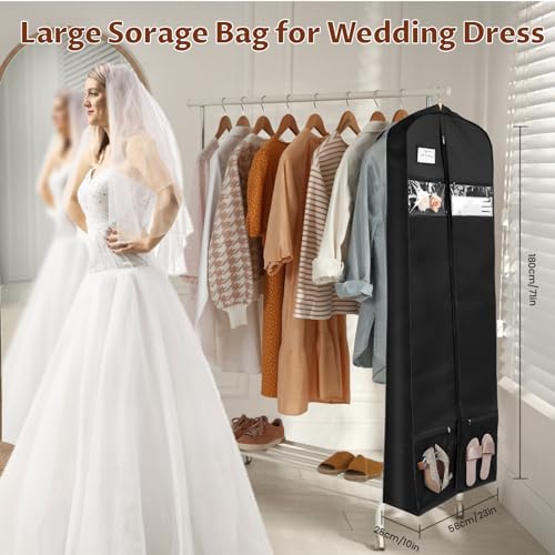 CINPIUK 70\' Wedding Dress Garment Bag Bridal Dress Bags for Gown Long with 5 Accessories Pockets Foldable Portable Travel Covers Garment Bag for Women - Thumbnail 2