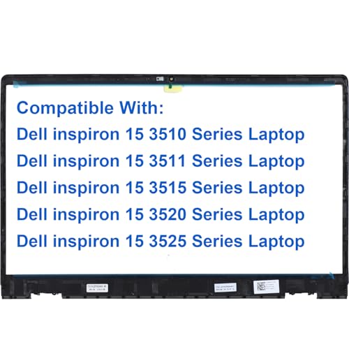Image of LCD Back Cover Top Case Lid with Front Bezel Frame with Hinges Shaft Cover Replacement for DELL Inspiron 15 3510 3511 3515 3520 3525 Laptop, 00WPN8 0WPN8 09WC73 9WC73 AP3LE000901 Two Adhesive Strips