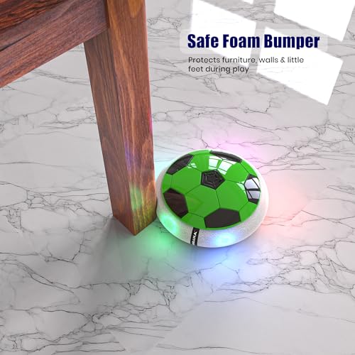 Image of Mirana Air Football Smart Toy for Kids | 3-Mode USB Type-C Rechargeable Hover Ball | Indoor Electric Hoverball with LED Lights | Birthday Gift for Boys & Girls 2 3 4 5 6 7 8 9 10 Years (Green)