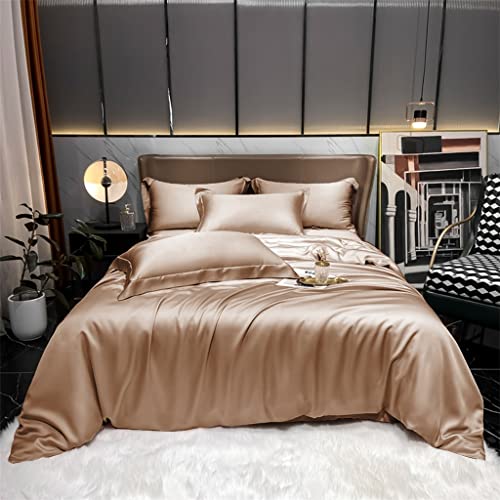 Parure de lit 100% soie Queen en noir intense pour une literie de luxe