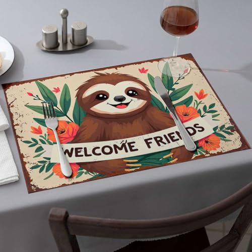 Lot de 6 sets de table paresseux fleurs vibrantes de cuisine