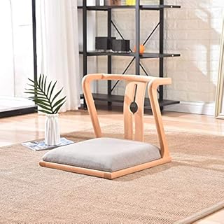 GYCOZ Decoración hogareña Piso Acolchado de Estilo japonés Tatami Zaisu Silla con Soporte de Espalda for Videojuegos Lectura Viendo TV Silla de Sala de Estar de Madera (Color : Natural)