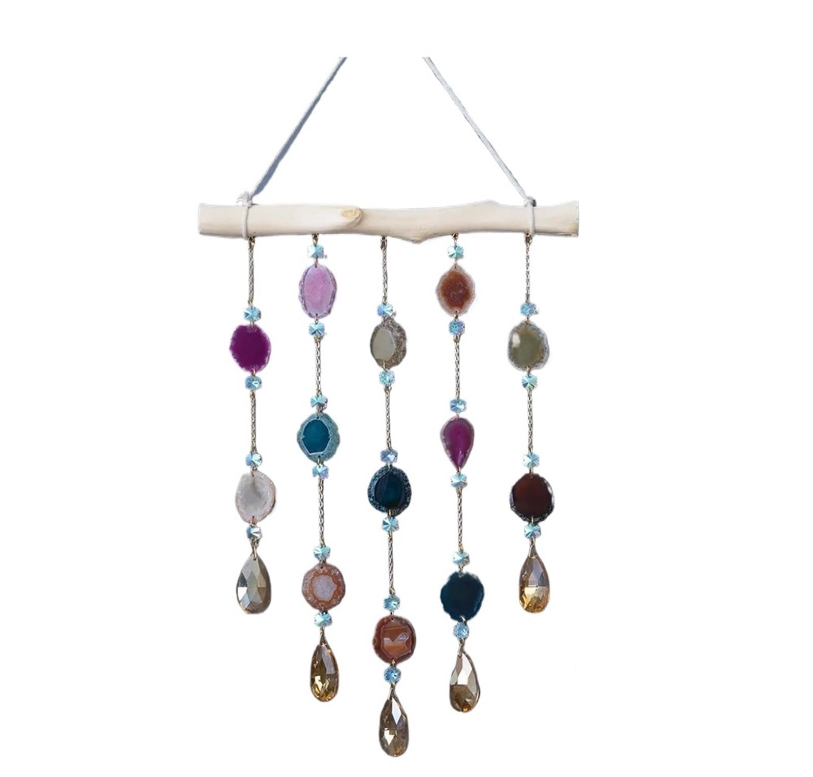 Ppqiru Style05 Wall Hanging Dream Catcher Agate Crystal Wooden Stick Home Decoration Room Wind Chime For Decoration(Style05)