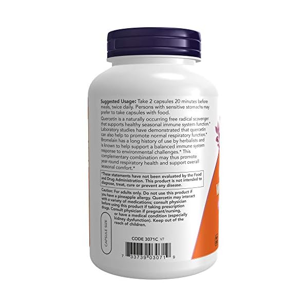 NOW Supplements, Quercetin with Bromelain, Balanced Immune System*, 240 Veg Capsules