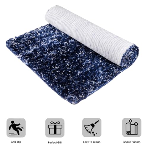 Image of Kuber Industries Microfiber Bedside Runner | 22x55 Inch | Floor Rug For Home, Hall | Bedroom Carpet For Kitchens | Lexus Carpet For Living Room | Blue