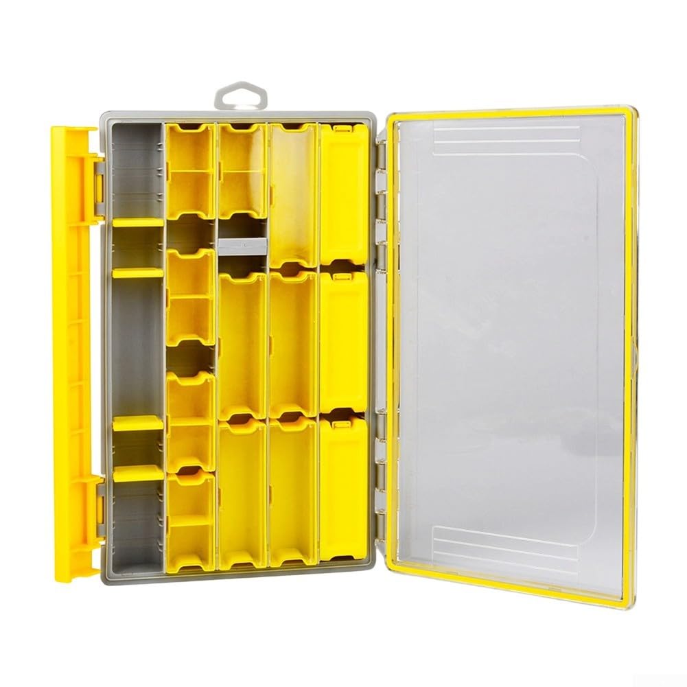 Caja de aparejos de pesca de una sola capa con separadores precortados, tapa transparente, caja de almacenamiento de polipropileno para anzuelos, cebos, plomos, señuelos, contenedor