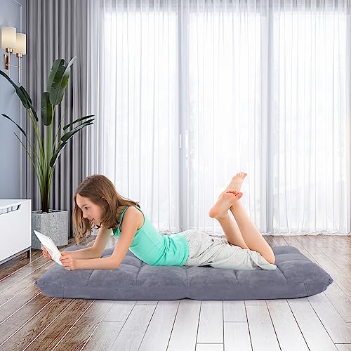 COSTWAY Bodenstuhl mit Verstellbarer Rückenlehne, Bodensessel gepolstert, Bodenkissen faltbar, Meditationsstuhl, Relaxsessel, Thaikissen für Freizeit, Meditation, Yoga (Grau)