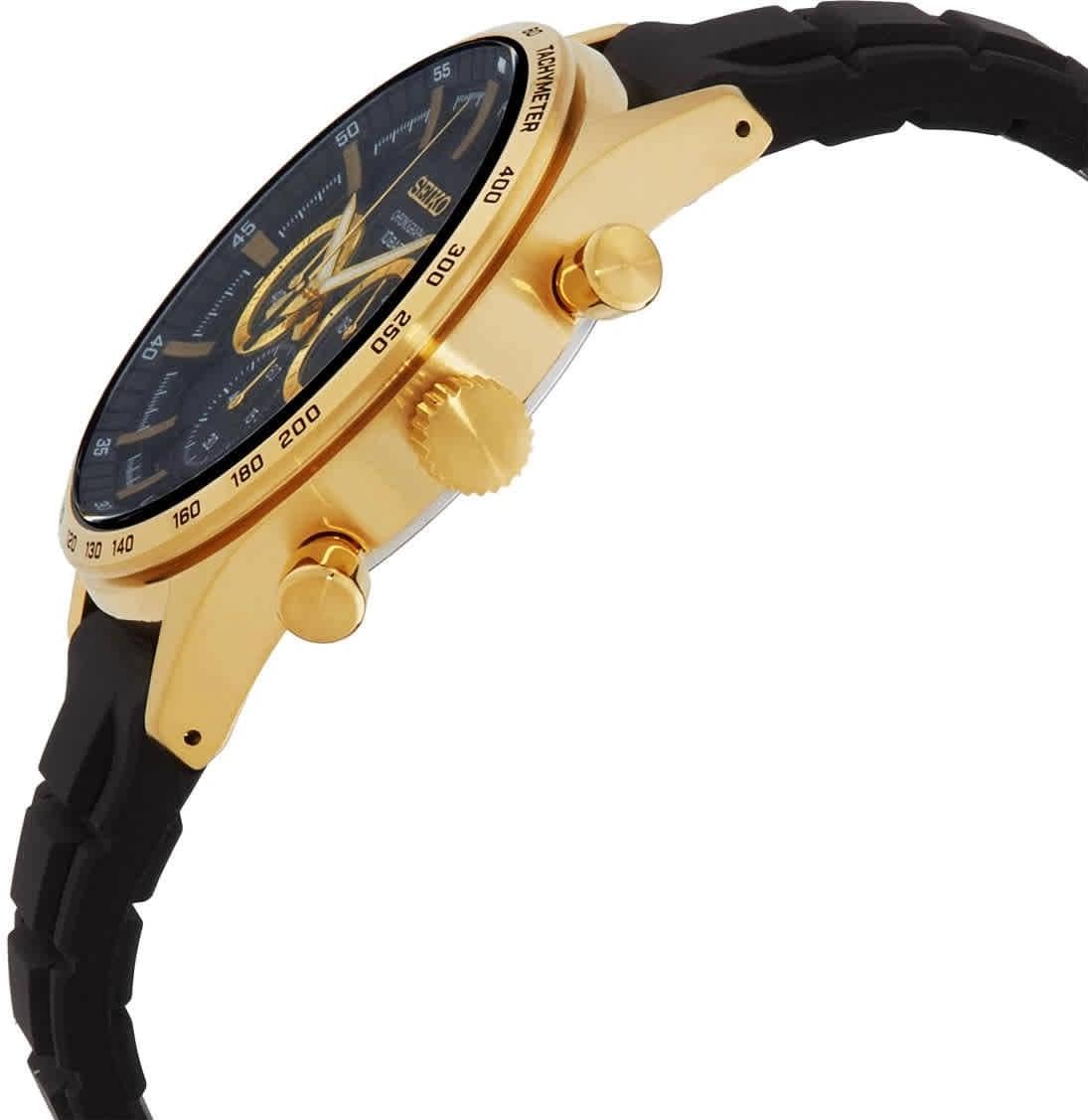 SEIKO Męski analogowy zegarek kwarcowy z silikonową bransoletką SSB446P1, złoto, Pasek