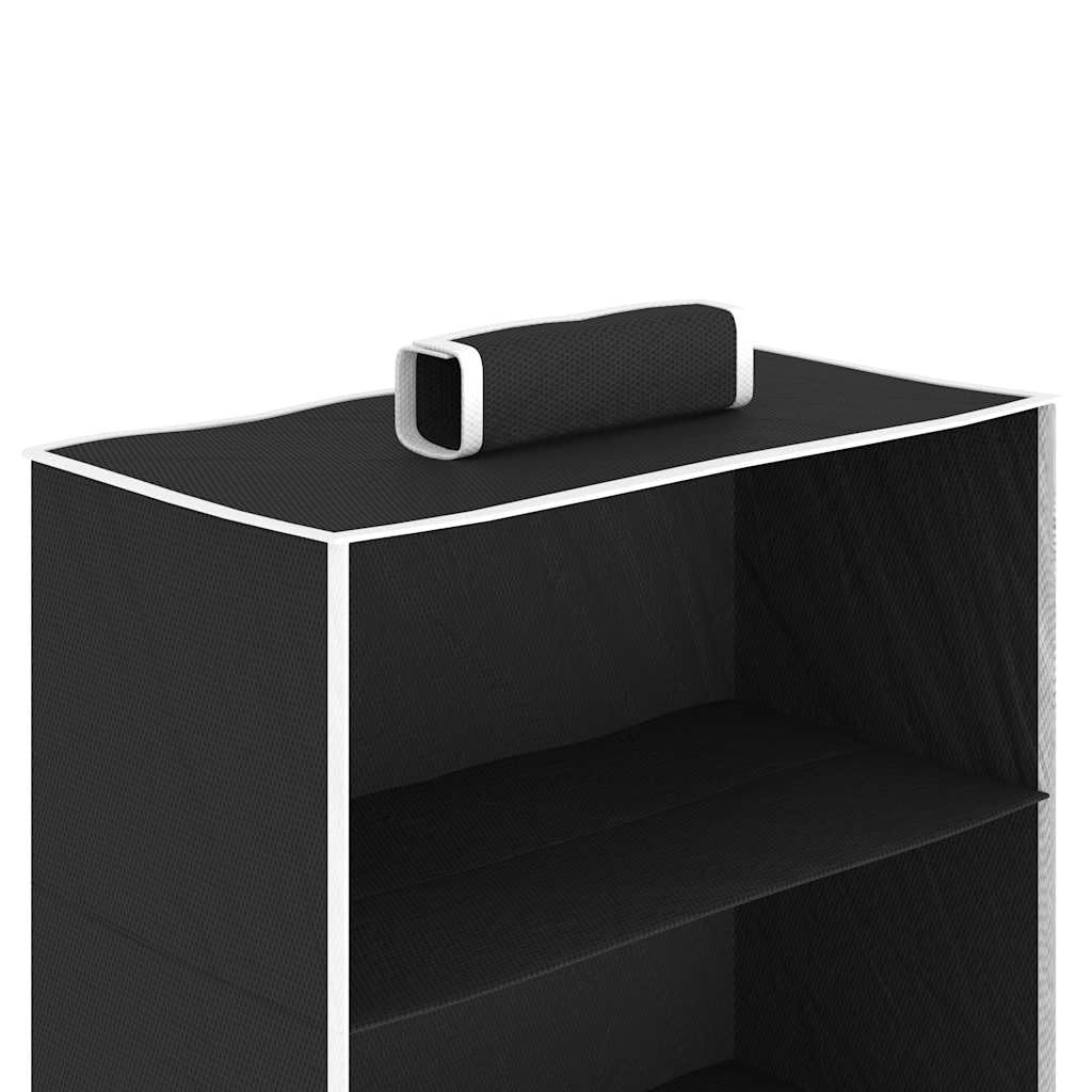 Organizador colgante para armarios 2 unidades con 6 compartimentos de tela en blanco y negro, 30 x 15 x 80 cm, plegable, ahorra espacio, estable y de pie para armario, armario, dormitorio
