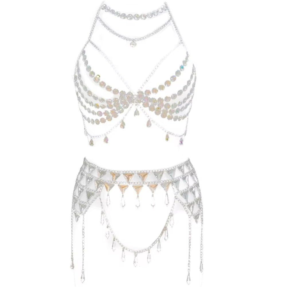 Conjunto de cadena para cuerpo brillante Wudaizhi ideal para festivales y fiestas