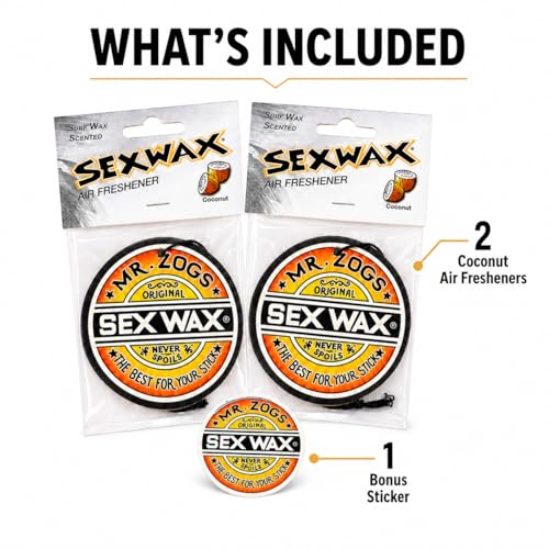 Image of SEX WAX Car Air Freshener | Hanging Long Lasting Scent Car Air Freshener for Auto and Home | Coconut, 2 Air Freshener