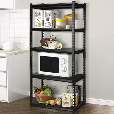 PACHIRA E-Commerce 5 Tier Storage Shelves 27.5" W x 12" D x 59.8" H, Adjustable Shelving Unit Metal Shelves Organization Utility Shelf for Basement, Pantry, Warehouse, Kitchen Cover