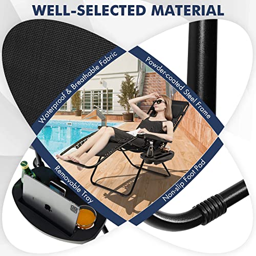 Image of Giantex Zero Gravity Reclining Chair, Outdoor Patio Recliner with Cup Holder & Removable Pillow, Adjustable Backrest, Indoor Lounge Chair for Backyard, Garden, Poolside (Black)