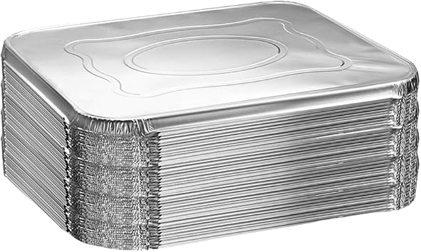 Green Direct 9x13 Aluminum Pan Lids Only - 50 Pack | Disposable Foil Pan Covers for Catering, Baking, Food Storage, Meal Prep, and Takeout