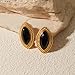 RAUCHBE Big Chunky Golden Earrings for Women Vintage Black Oval Earrings Onyx Statement Earrings Trendy Jewelry