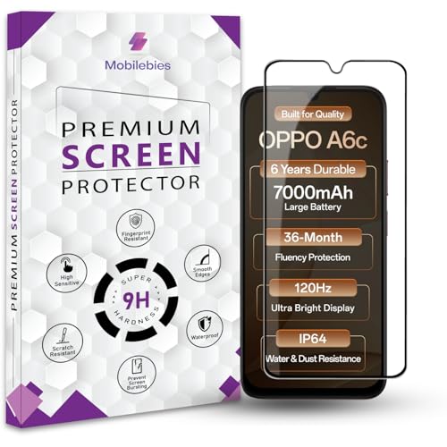 Image of Premium Tempered Glass Screen Protector Guard For Oppo A6c 4G (6.75 Inch, Pack of 1) | Edge to Edge Coverage With Easy to installation kit