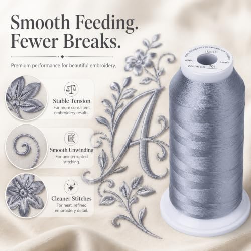 Image of Simthread 5000M 40WT Polyester Embroidery Thread, Color 704 | 5000M 40WT polyester thread feeds smoothly for machine embroidery, monograms, logos, patches and quilting.
