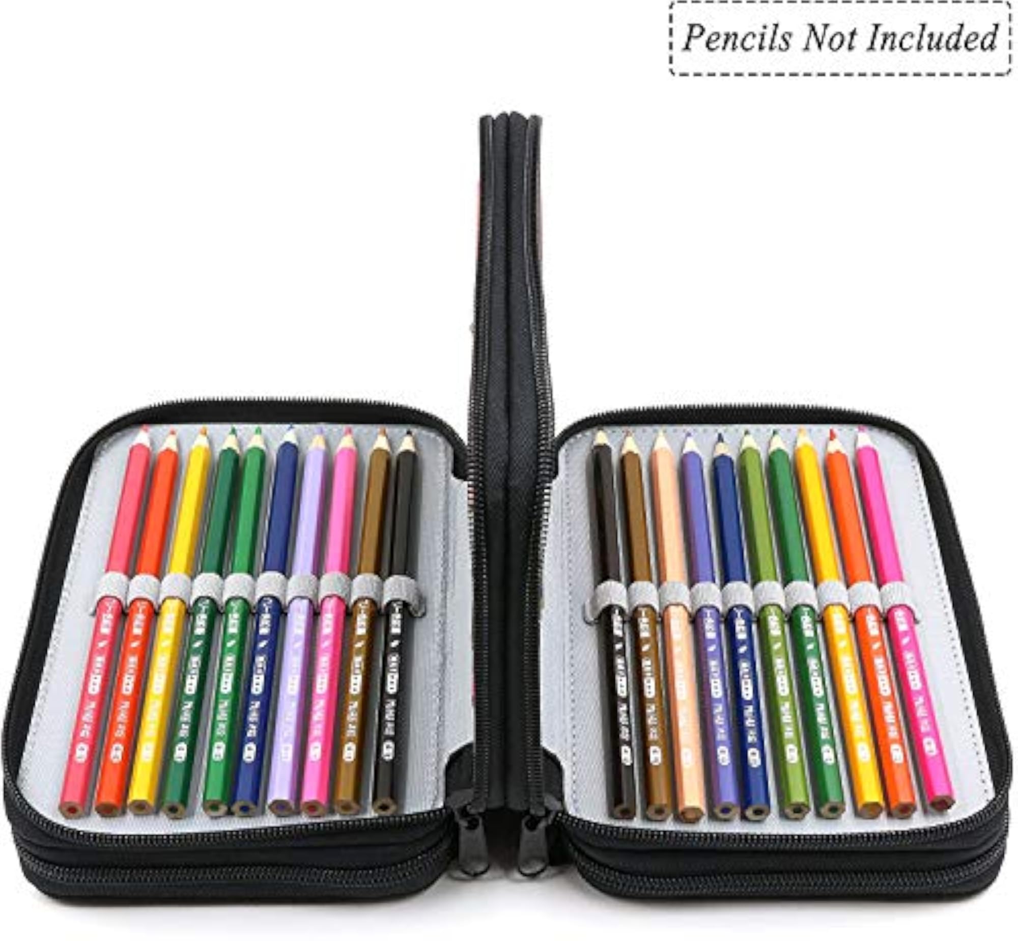 72 Holes Multi-Layer Zipper Pencil Case with Handle Strap