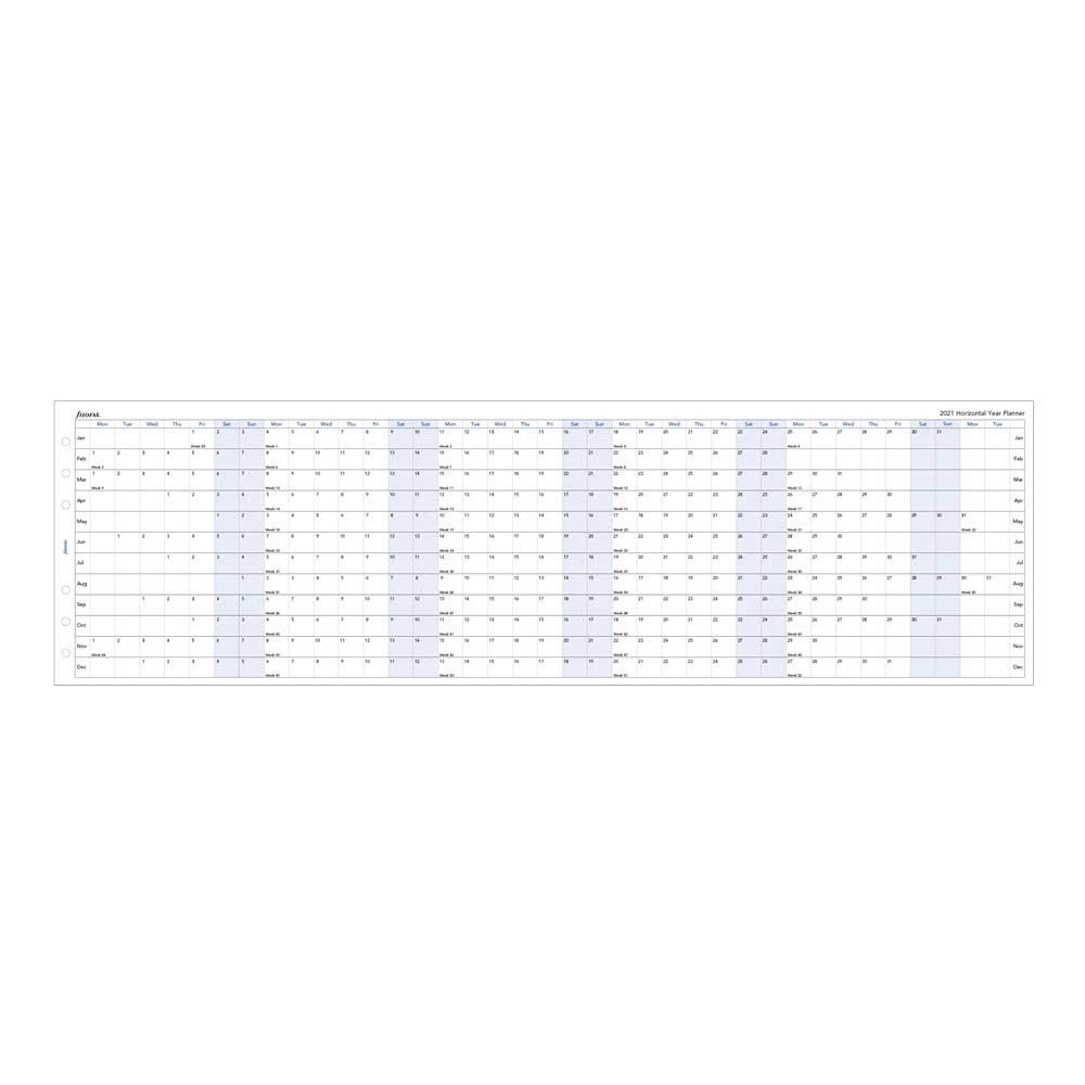 Filofax Recharge 2021, personnelle/compacte, agenda horizontal annuel complet, anglais, 2021, 6,75 x 9,5 cm (C68401-21)