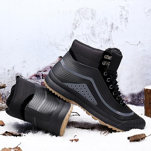 ulogu Snow Boots for Men Women丨Insulated Waterproof Fur Lined Booties丨Non Slip Lightweight Winter Shoes3