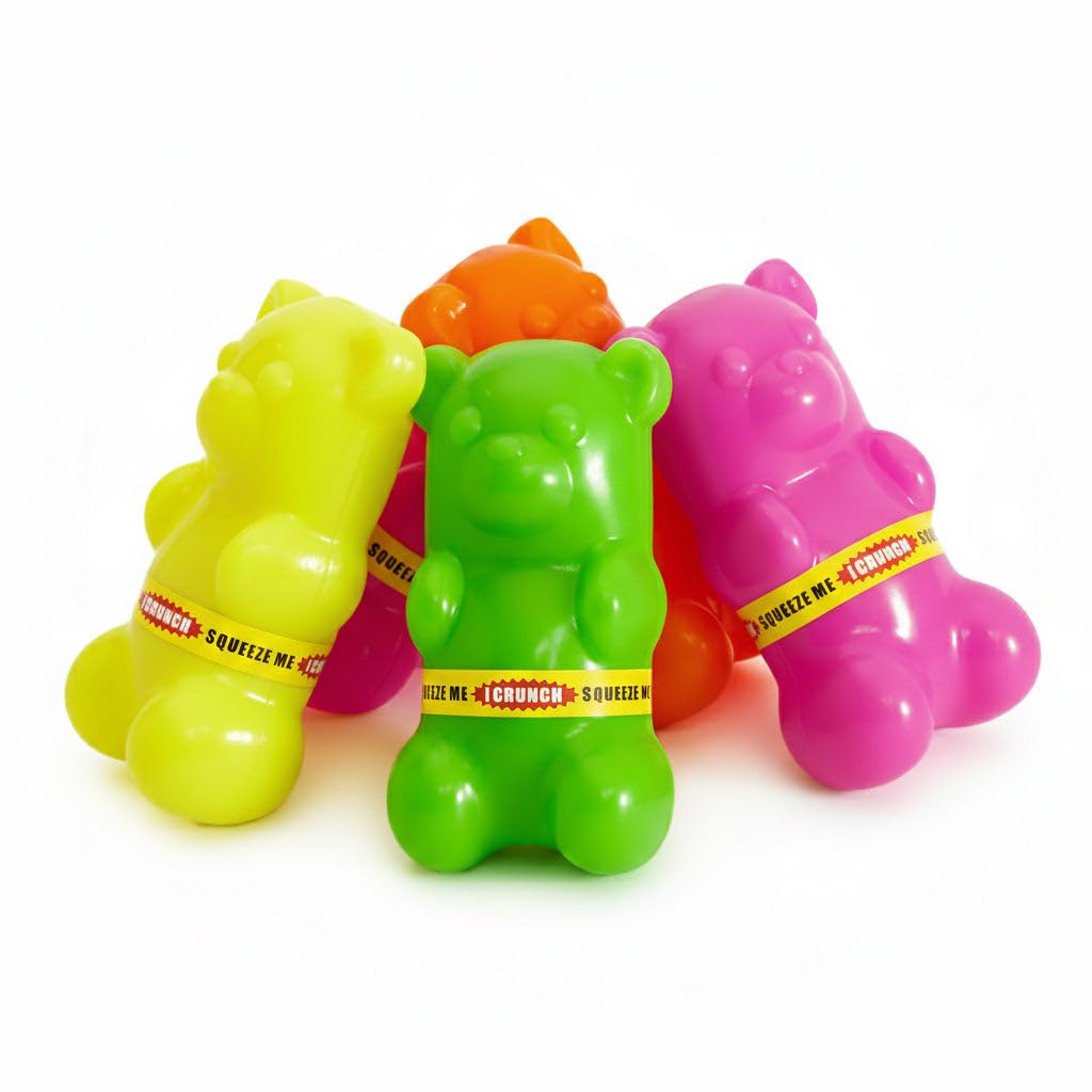Ruff Dawg GummyBear Crunch – Bouncy, Crunchy Fetch Toy for All Dog Sizes – Ideal for Interactive Play, Teething Relief & Outdoor Fun – High-Visibility