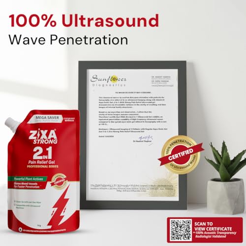 Image of Strong 2 in 1 Pain Relief Ultrasound Gel | Only for Physiotherapists | India's 1st Therapeutic medium + Analgesic Gel | Diclofenac-Free | Enhanced Phonophoresis | Menthol, Camphor & Wintergreen | 1Kg (Pack of 1) (Professional Series)