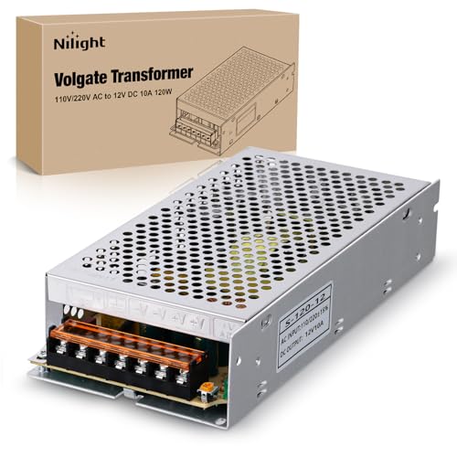 Image of Nilight AC 110V /220V to DC 12V Voltage Converter 10A 120W Switching Power Supply Adapter Transformer Low Voltage Output LED Driver for LED Strip Light Radio CCTV Camera Security Video System