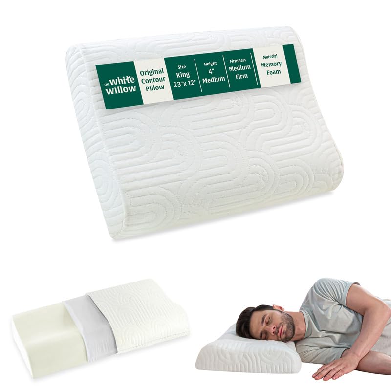 The White Willow Cervical Pillow – King Size Memory Foam, Orthopedic Neck & Shoulder Pain Relief, Contour Ortho Support Pillow for Sleeping, Spondylitis, Classic White