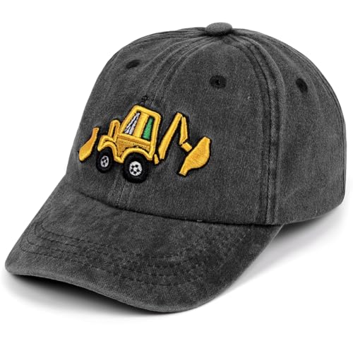 BSBUY Unisex Kinder Basecap Trucker Cap Baseball Cap Hut Einstellbare Kappe Sommer Mütze Traktor Caps Jungen Bagger Sonnenhüte Baseballkappe Hüte Kinder Schirmmütze für Outdoor Running Reisen(Schwarz)