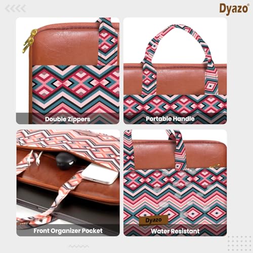 Image of Dyazo 13 inch to 13.3 inch Laptop Bag for Woman | Jute & Vegan Leather Handcrafted | Office Handbags with Zipper Closure | Compatible for Dell, HP, MacBook, Lenovo, Asus, Acer and Other Noteook