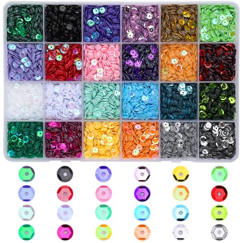 Image of 21600 Pcs Loose Sequins Bulk, 24 Colors 5MM Embroidery Sequins | Sparkle Sequins with Holes for Crafts, Round Sequin with Storage Box for Sewing, DIY Clothing, Party Decoration