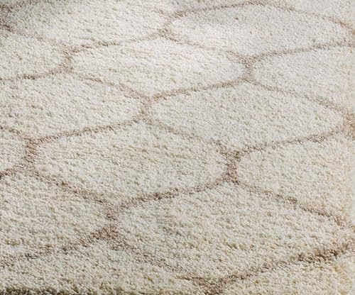 Image of Carpet for Hallway, Kitchen, and Modern Interiors, Cozy Shag Runner for Living Room, Entryway & Office Decor Size 5x8 feet Ivory M