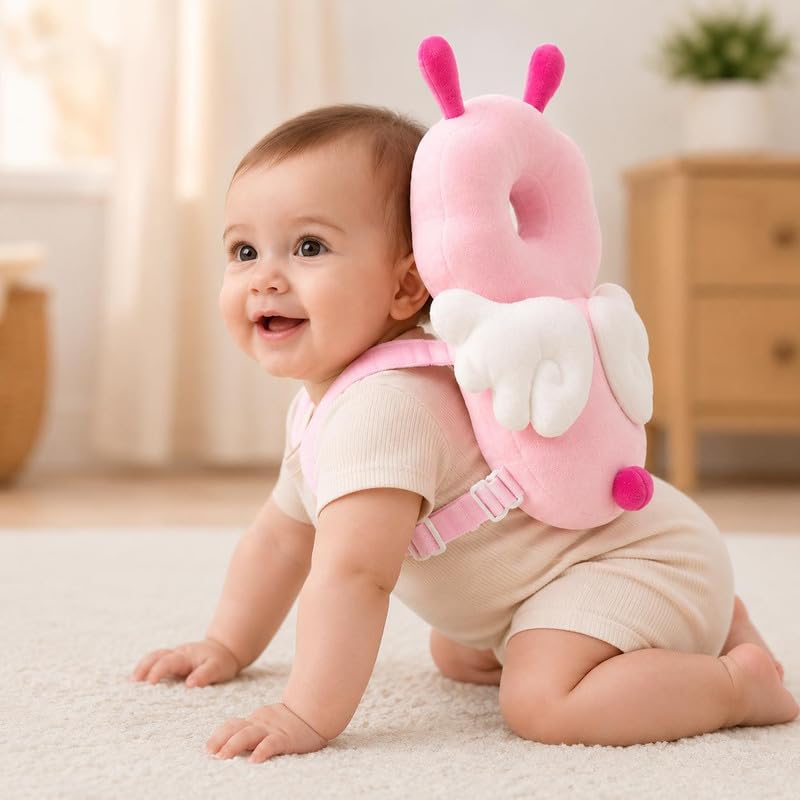 Rabbit Pink Baby Head Protector Pillow | Round Head Safety Cushion for Infants & Newborns | Soft Cotton Support Pillow | Head Protection for Babies-image-31