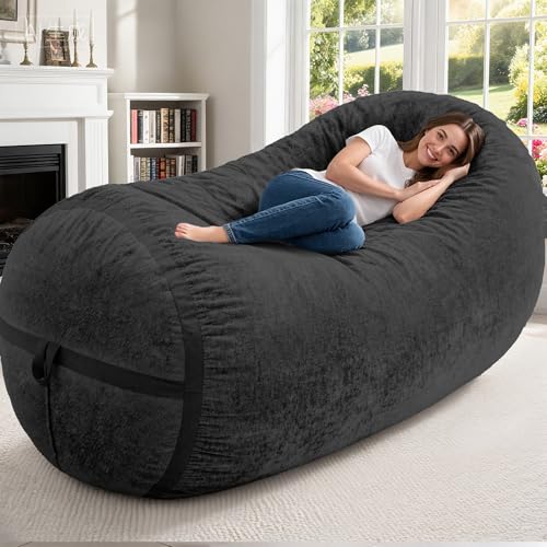 Homguava 6FT Bean Bag Chair Giant Bean Bag Chairs for Adults with Memory Foam Filled,Beanbag Chair with Soft Faux Fur Cover,Comfy Bean Bag Sofa Lounger for Living Room,Game Room,Bedroom