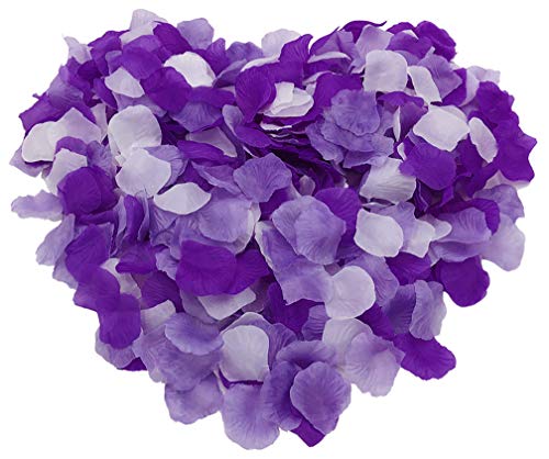 Joinwin 1200 PCS Purple Lavender White Mixed Artificial Silk Rose Petals for Wedding Party Favors Decoration and Vase Home Decor Wedding Bridal Decoration
